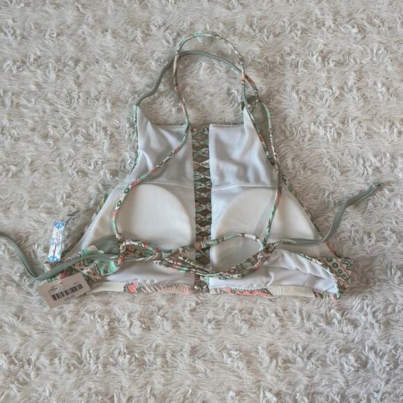 Altar’d State Abstract Print Padded Lace Up Halter Bikini Top - NWT!! - Picture 2 of 6